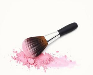 Artistic Makeup Destruction: Smashed Lipstick & Eyeshadow with Brushes Kit on White