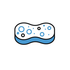 A detailed illustration of a clean sponge with bubbles.
