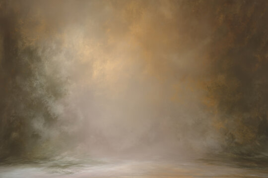Brown studio painted backdrop. Canvas background on the wall and on the floor with a soft transition.