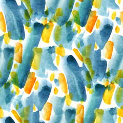 Abstract seamless pattern with watercolor spots. Hand-drawn illustration.