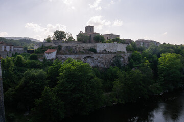 View of Vieille-Brioude accross river Allier in Summer, Haute-Loire, Auvergne, France