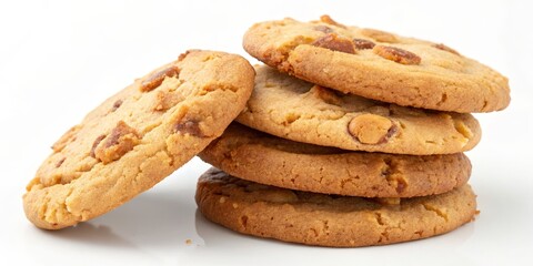 Stacked Butterscotch Chip Cookies Close-up Photography, Food Styling, Sweet Treats, Golden Brown, Delicious Texture Cookies, Food Photography