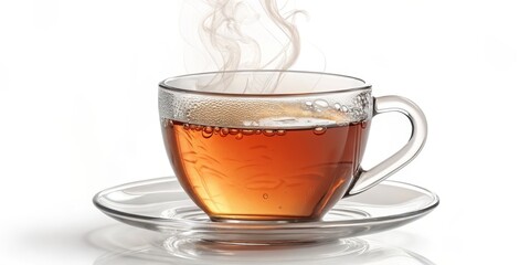 Steaming Cup of Tea Glass Teacup, Close-up Photography, Warm Beverage Concept, Tea, Hot Drink Tea, beverage