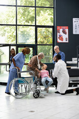 Family emergency unfolds as young niece collapses in hospital lobby, with elderly grandparents...
