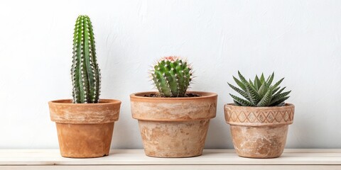 Three Succulents in Terracotta Pots, Minimalist Home Decor, Interior Design, Plants Succulents, Cactus, Home Decor