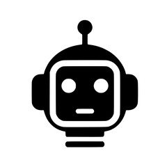 Obraz premium Minimalist Black SVG Silhouette of a Robot Head with Antenna for Futuristic and Tech-Themed Design Projects