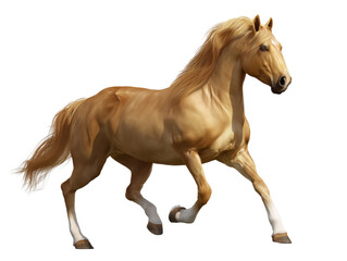 Obraz premium Free golden horse in motion transparent background