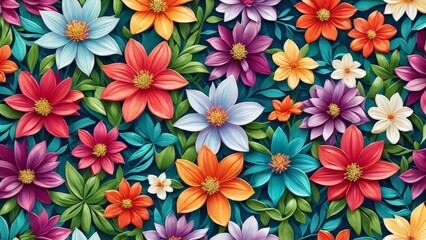 seamless pattern with flowers, vector illustration