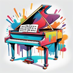 piano and music notes