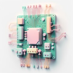 electronic circuit board. 3d illustration. computer technology. high resolution.