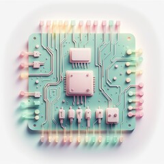 circuit board with processor. computer technology. 3d illustration.
