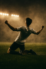 Moment of Glory: Sliding Goal Celebration Under the Lights