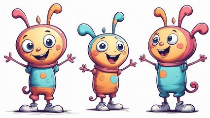 cartoon illustration of funny bee characters