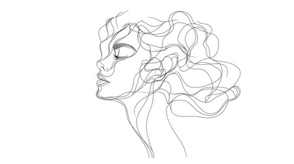 Abstract line drawing of a woman's profile