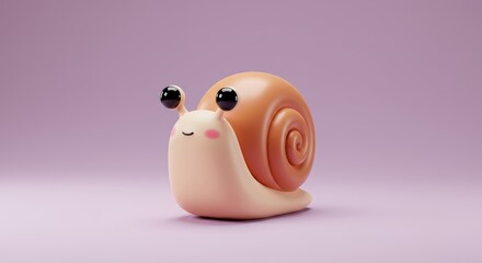 Adorable 3D Render of a Cute Snail Character