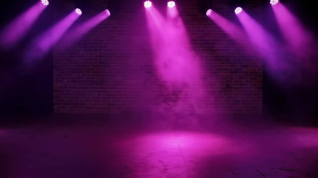 Pink purple stage lights over smoke showing concert, theater or performance spotlight
