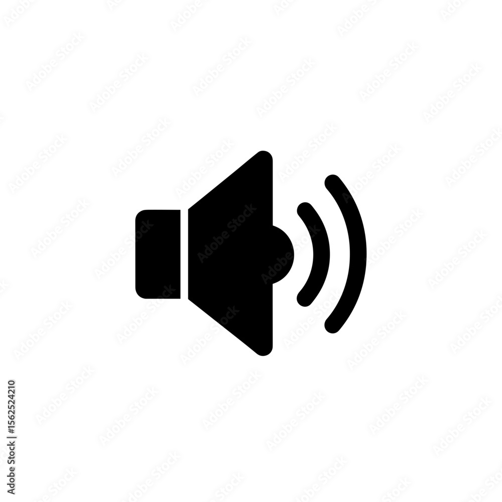 Poster illustration of a speaker icon emitting sound waves to represent audio output or volume level indica