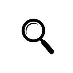 A magnifying glass with a handle, displayed as a graphic element in an illustration style image