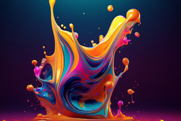 A Joyful Eruption of Multicolor Liquid Paint, a Festive and Vibrant Abstract Fountain Splash