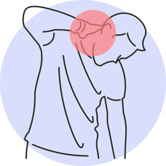 Illustration of person with severe pain in upper neck