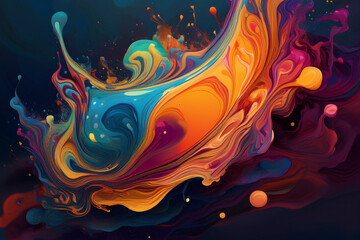 Luxurious Abstract Background with a Swirl of Liquid Gold and Deep Blue Metallic Ink, an Elegant Fluid Art Design