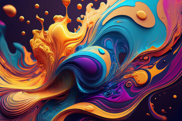 Elegant Abstract Swirl of Teal and Orange Fluid Forms, Modern 3D Sculpted Art Background for Luxury Design
