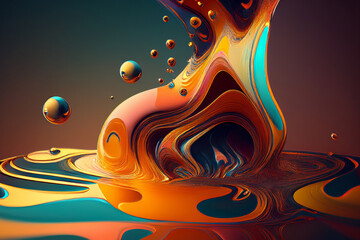 Elegant Abstract Swirl of Teal and Orange Fluid Forms, Modern 3D Sculpted Art Background for Luxury Design