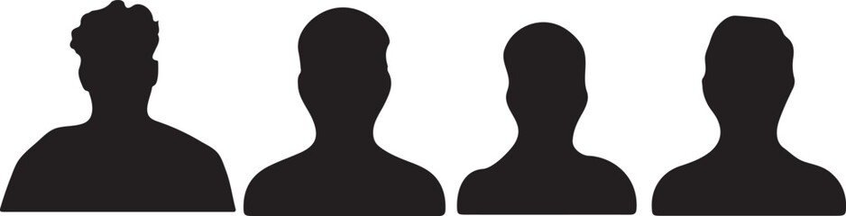 Four Anonymous Black Silhouettes Group, Team, or Community Concept