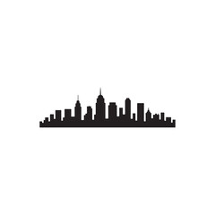 Fototapeta premium Silhouette of a bustling city skyline.A simple, clean silhouette of a modern city skyline.