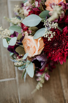 jewel tone bouquet close up