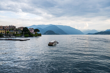 Varenna in lago di como with a boat