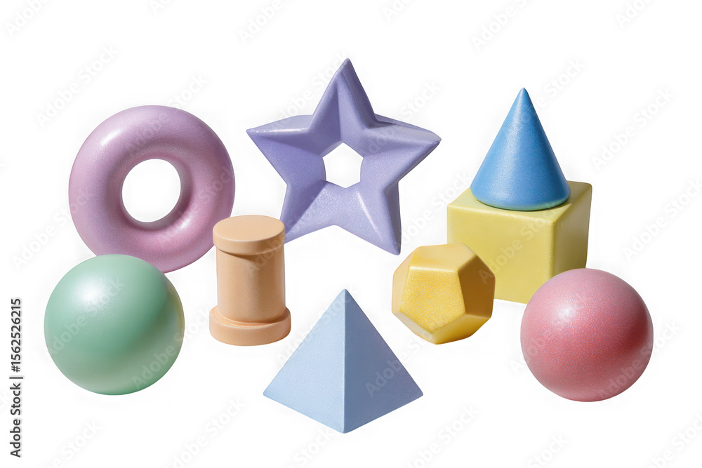 Aufkleber collection of colorful geometric shapes with a subtle glitter effect isolated on transparent backgro