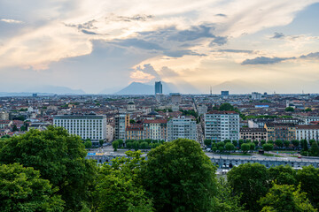 Aerial view of the city of Turin, Italy
