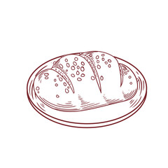 Original hand-drawn illustrations of bread on a plate in a minimalist, linear style. Ideal for posters, bakeries, cafe menus, and graphic design.