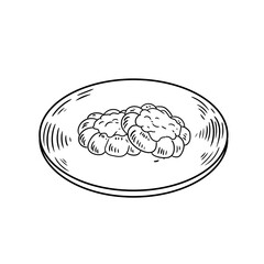 Original illustrations of jam cookies on a plate, hand-drawn in a minimalist, linear style. Ideal for posters, bakeries, cafe menus, and graphic design.