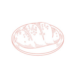 Original hand-drawn illustrations of bread on a plate in a minimalist, linear style. Ideal for posters, bakeries, cafe menus, and graphic design.