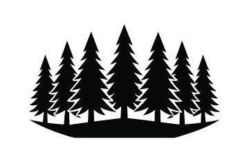 forest of pine trees silhouette