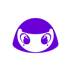 Obraz premium Cute purple cartoon girl face graphic