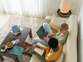Women analyzing financial data