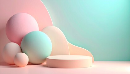 Fototapeta premium Subtle Pastel 3D Organic Plateaus with Gradient Lighting