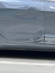 A dent on a car door