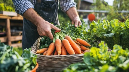 Farmer arranging fresh produce