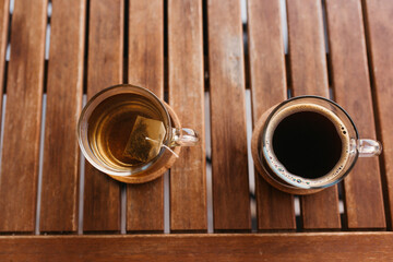cup of tea and coffee on the table