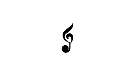 Stylized black treble clef symbol on a stark white background, centered in the frame