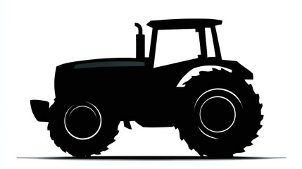 Naklejka premium Silhouette image of a tractor with large wheels and exhaust pipe on a white background