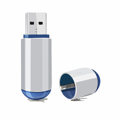 Compact USB stick, cap removed and placed beside.
