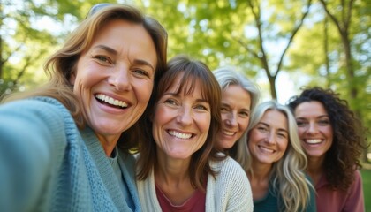 Joyful group of diverse women smiling together