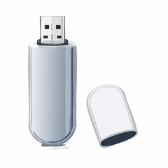 Compact USB stick, cap removed and placed beside.
