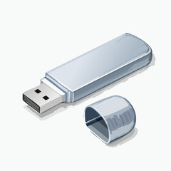Compact USB stick, cap removed and placed beside.
