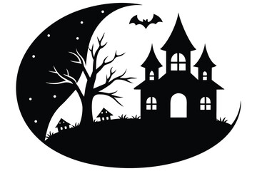 spooky night scene vector illustration 